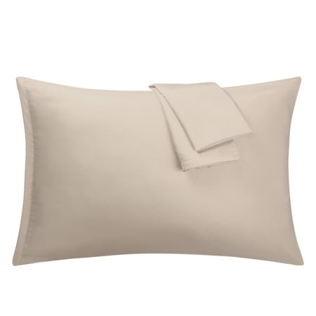 Unique Bargains 2-Piece 1800D Microfiber Solid Pillowcases, Standard, Khaki