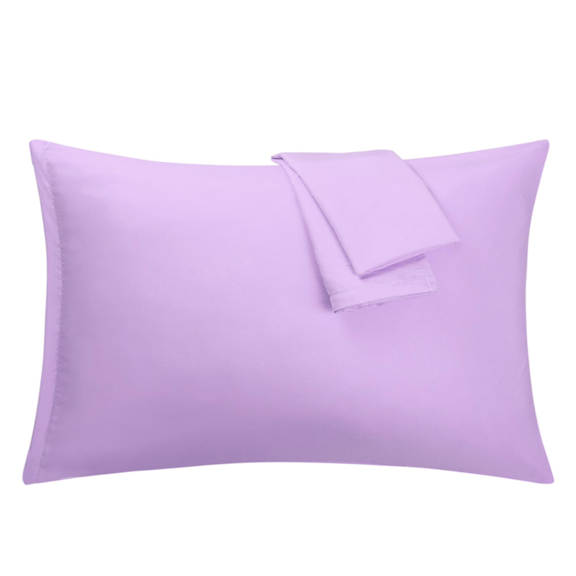 Unique Bargains 2-Piece 1800D Microfiber Solid Pillowcases Violet Queen