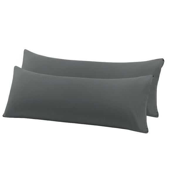 Unique Bargains 2-Piece Microfiber Body Pillow Covers, 20" x 48", Grey