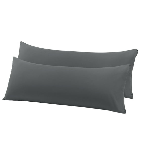 Unique Bargains 2-Piece Microfiber Body Pillow Covers, 20" x 54", Grey