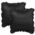 thumbnail image 1 of Unique Bargains 2-Piece Satin Ruffled Edge Pillowcases, Euro, Black, 1 of 7