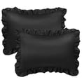 thumbnail image 1 of Unique Bargains 2-Piece Satin Ruffled Edge Pillowcases, Standard, Black, 1 of 8