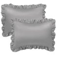 thumbnail image 1 of Unique Bargains 2-Piece Satin Ruffled Edge Pillowcases, Standard, Grey, 1 of 7