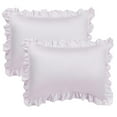thumbnail image 1 of Unique Bargains 2-Piece Satin Ruffled Edge Pillowcases, Standard, Lavender Gray, 1 of 7