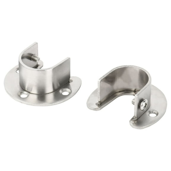 Unique Bargains 2 Piece Zinc Alloy Garderobe Closet Rod Flange Bracket 25mm Dia, High-Gloss