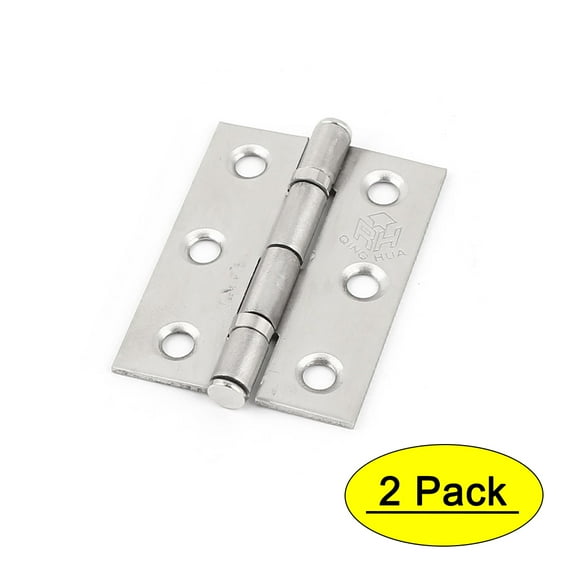 Unique Bargains 2 Pieces Silver Tone Screw Mounted Metal Cupboard Furniture Door Hinges 50mm