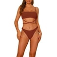 thumbnail image 1 of DARING DIVA 2 Pieces Sporty Ribbed Bikini Sets Swimwear Bathing Suits S Brown, 1 of 6