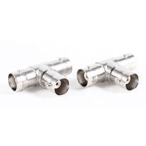 Unique Bargains 2 Pieces T Shape Adapter BNC Female Jack Adapter Connector Silver Tone