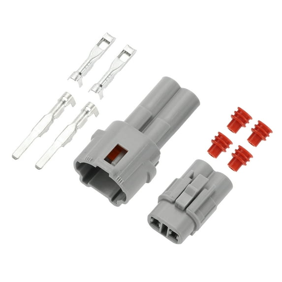 Unique Bargains 2 Pin Auto Wiring Harness Connector Plug Car for Honda Plastic Tin-Plated Copper Gray - 1 Set