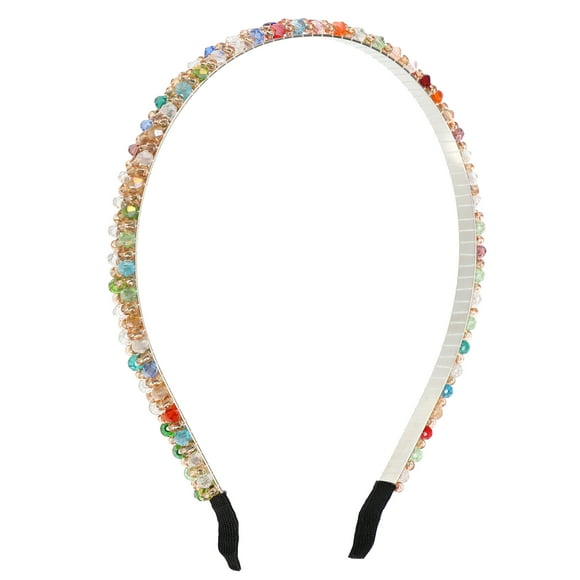 Unique Bargains 2 Rows Rhinestone Headband Hairband for Women Multicolor 0.31 Inch Wide
