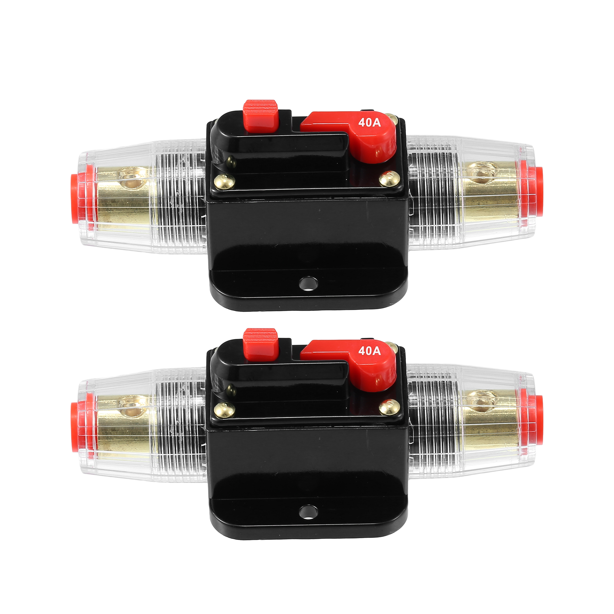 Unique Bargains 2 Set 12V-24V Inline Inline Circuit Breaker Reset Fuse Holder for Car Marine Audio Stereo Zinc Alloy