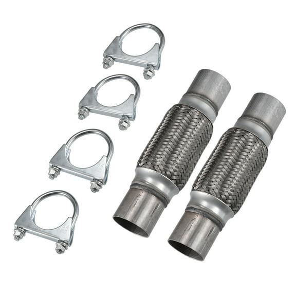 Unique Bargains 2 Set 50x250mm Car Exhaust Flexible Pipe Tubing Universal Exhaust Joint Exhaust Flex Joint Silver Tone