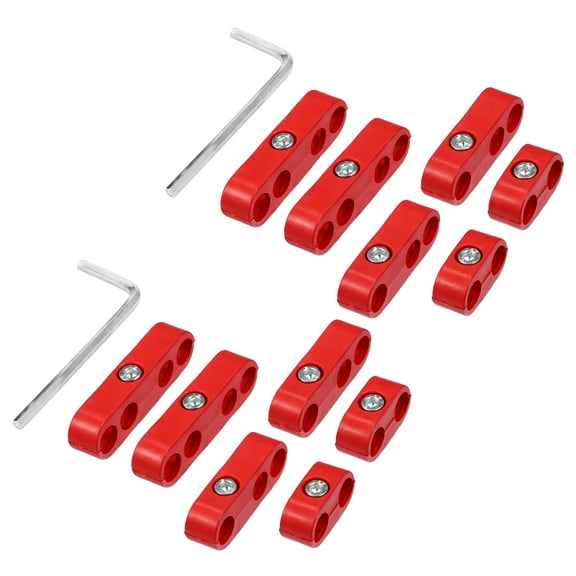 Unique Bargains 2 Set 7mm-8mm Engine Spark Plug Wire Separator Looms Divider Organizer Clamp for Car Plastic Red