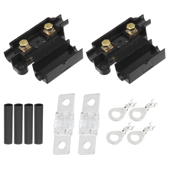 Unique Bargains 2 Set 80 Amp ANS Fuse Holder for Dual Battery System Tube Terminals Pre Cut Heat Shrink Sleeving