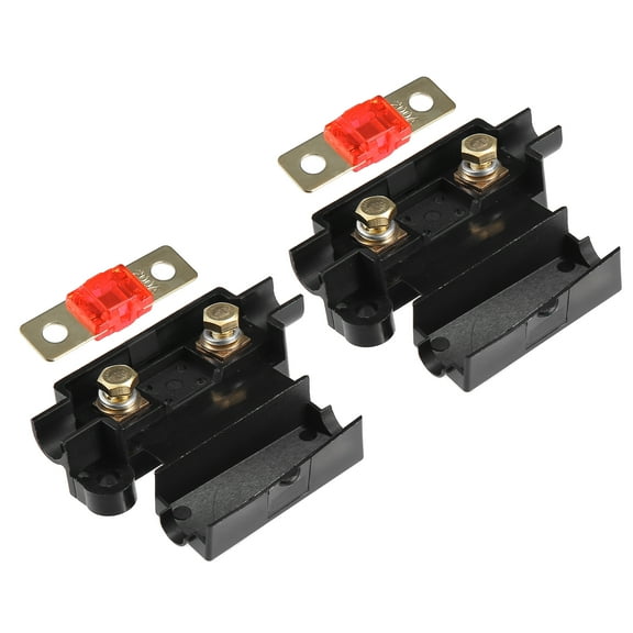 Unique Bargains 2 Set Black 200A Fuse with In-Line Holder Electrical Protection Fusible for Car Audio Video Stereo
