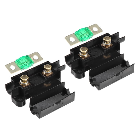 Unique Bargains 2 Set Black 30A Fuse with In-Line Holder Electrical Protection Fusible for Car Audio Video Stereo
