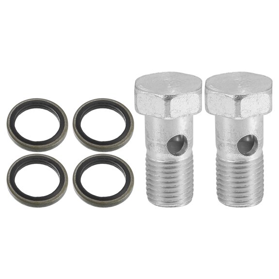 Unique Bargains 2 Set Car Bolt Brake Fitting Adapter Kit 1.34" Length M14x1.5 Brake Line Thread Single Bolt