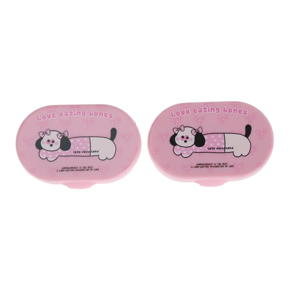 Unique Bargains 2 Set Contact Lens Case with Mirror Cartoon Contact Lens Holder Pink