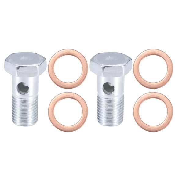 Unique Bargains 2 Set M14x1.5 35mm Length Motorcycle Hollow Bolt Screws with Washers Brake Hollow Screws Metric Thread