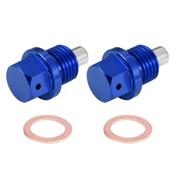 Unique Bargains 2 Set M14x1.5 Oil Drain Plug Magnetic Aluminum Alloy with 2 Washer for Car Motorcycle Blue