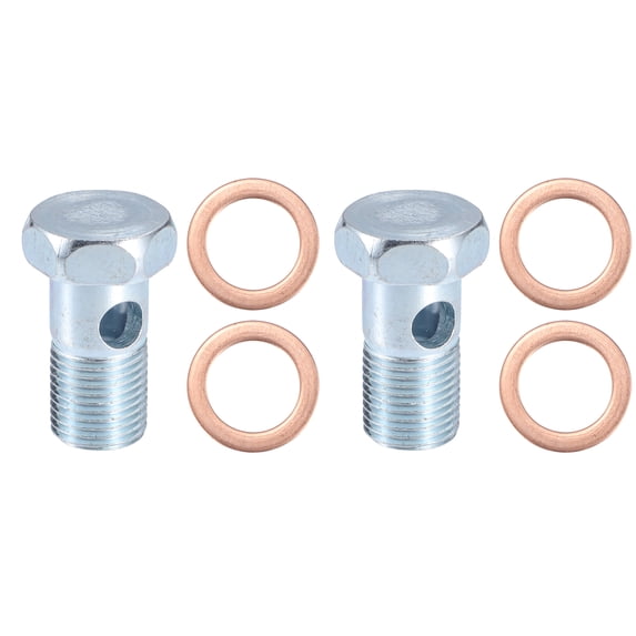 Unique Bargains 2 Set M16x1.5 38mm Length Motorcycle Hollow Bolt Screws with Washers Brake Hollow Screws Metric Thread