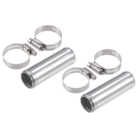 Unique Bargains 2 Set OD 1" 25mm Length 3" 76mm Aluminum Alloy Tube Intercooler Pipe Straight Silver Tone for Car