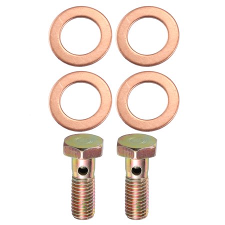 Unique Bargains 2 Set Single Banjo Bolt Brake Fitting Adapter Kit M10x1.5 Metric Thread Brake Line with 10mm Washers