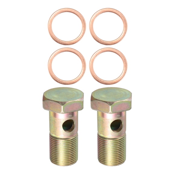 Unique Bargains 2 Set Single Banjo Bolt Brake Fitting Adapter Kit M22x1.5 Brake Line Thread with 22mm Washers