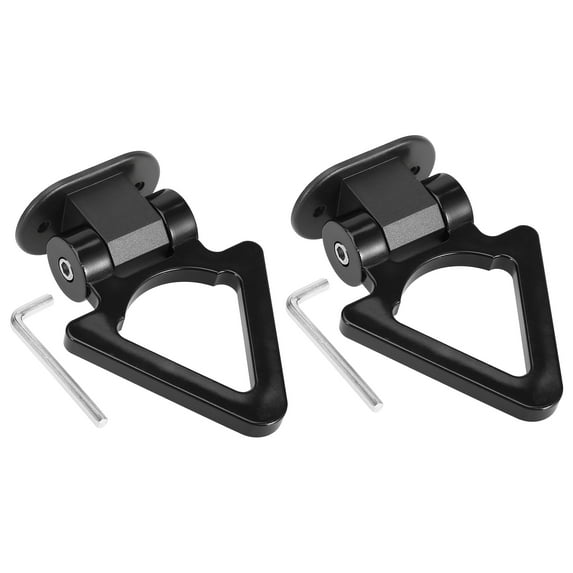 Unique Bargains 2 Set Universal ABS Black Triangle Shaped Car Tow Hook Decor Front Rear Bumper Trailer Sticker Adorn