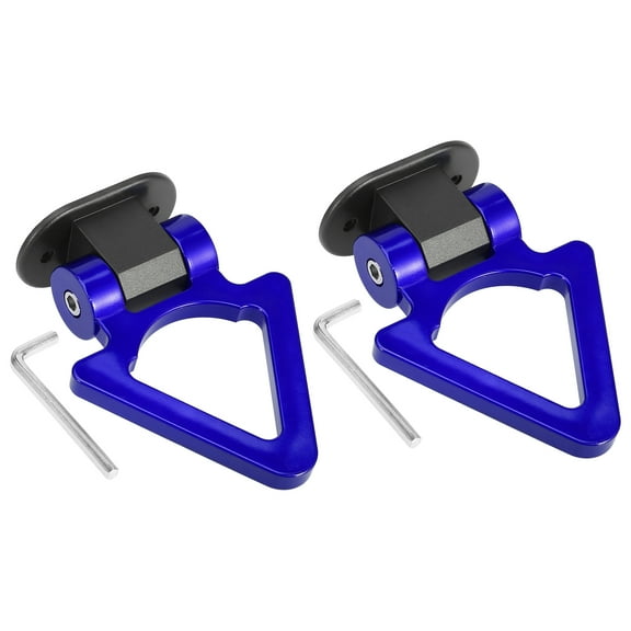 Unique Bargains 2 Set Universal ABS Blue Triangle Shaped Car Tow Hook Decor Front Rear Bumper Trailer Sticker Adorn