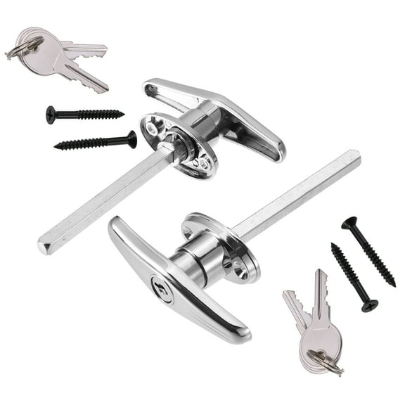 Unique Bargains 2 Set Universal Garage Door Keyed T-Handle Lock Kit Shed Door Lock T Handle w/ 4 Key Bolts
