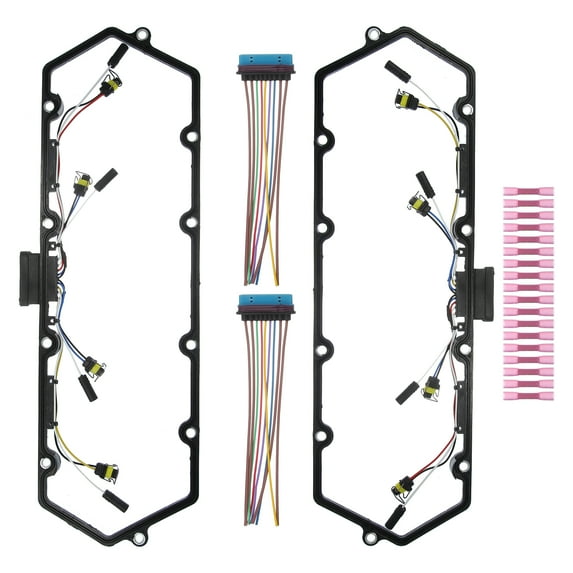 Unique Bargains 2 Set Valve Cover Gaskets W/Fuel Injector Injector Harness Pigtail Kit for Ford E-350 Club Wagon 2003