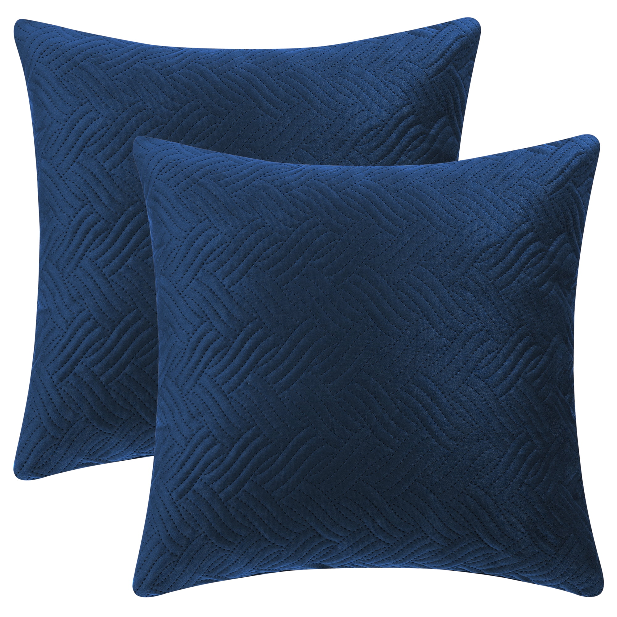 Unique Bargains 2 Soft Velvet Knitted Throw Pillow Covers Spring Decorative Pillow Cases Dark Blue