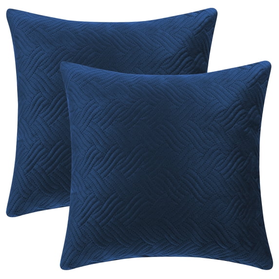 Unique Bargains 2 Soft Velvet Knitted Throw Pillow Covers Spring Decorative Pillow Cases Dark Blue