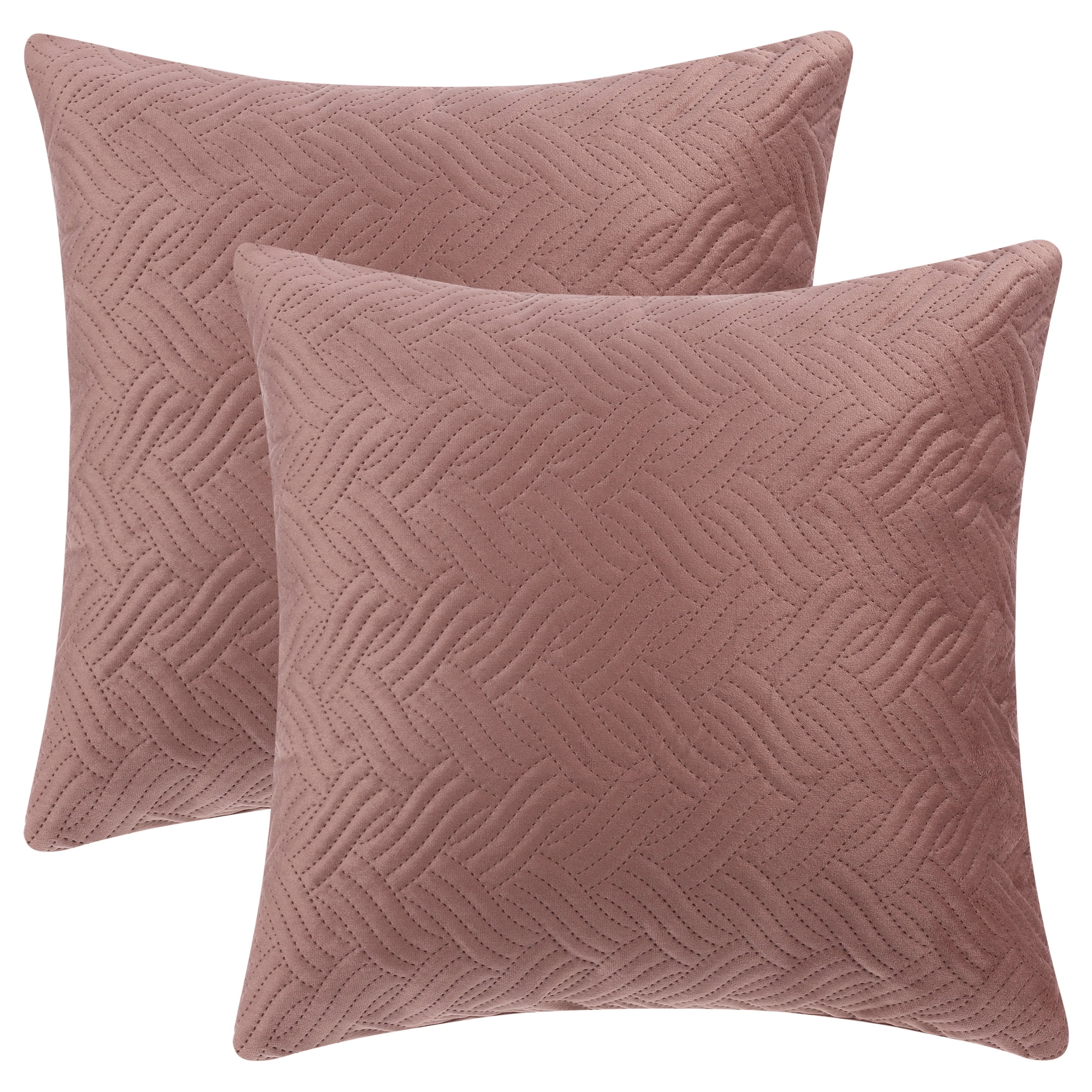 Unique Bargains 2 Soft Velvet Knitted Throw Pillow Covers Spring Decorative Pillow Cases Pink