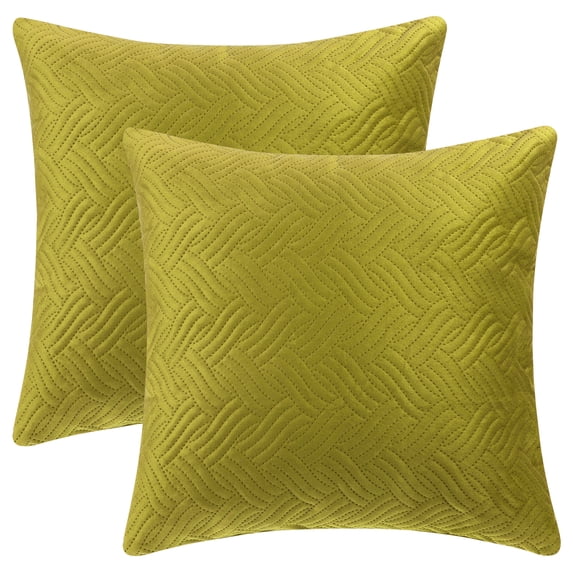 Unique Bargains 2 Soft Velvet Knitted Throw Pillow Covers Spring Decorative Pillow Cases Yellow