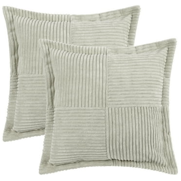 Unique Bargains 2 Solid Corduroy Throw Pillow Covers Wide Bordered Decorative Cushion Case Grey 18" x 18"