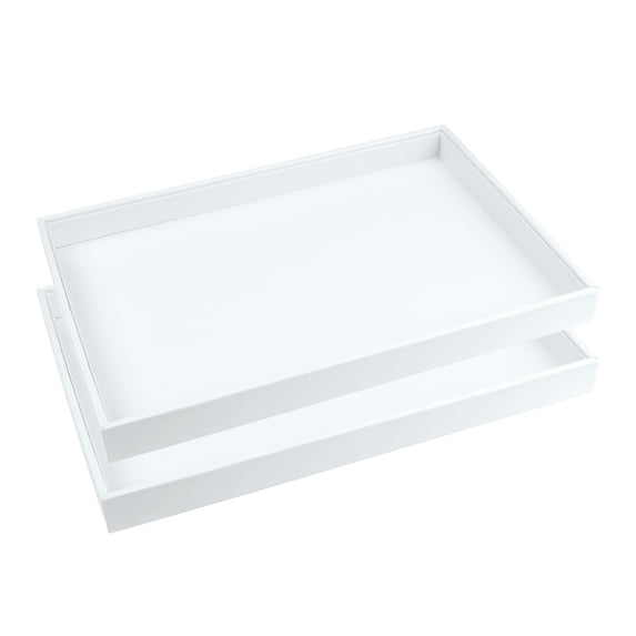 Unique Bargains 2 Stackable PU Leather Jewelry Boxes Organizer Tray with Removable Divider White Flat Tray