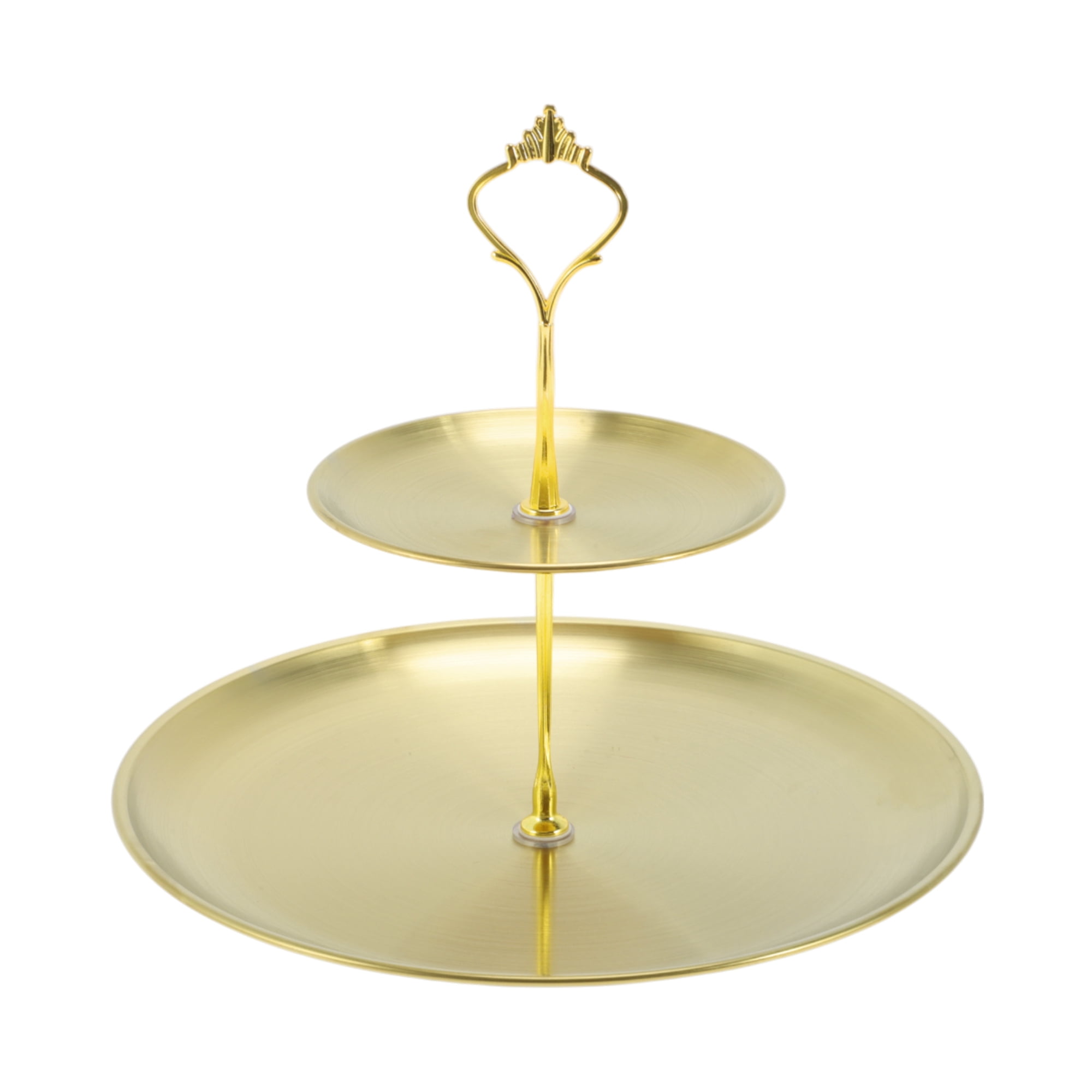 Unique Bargains 2 Tier Dessert Cupcake Stand Holder for Donuts Fruits Gold Tone