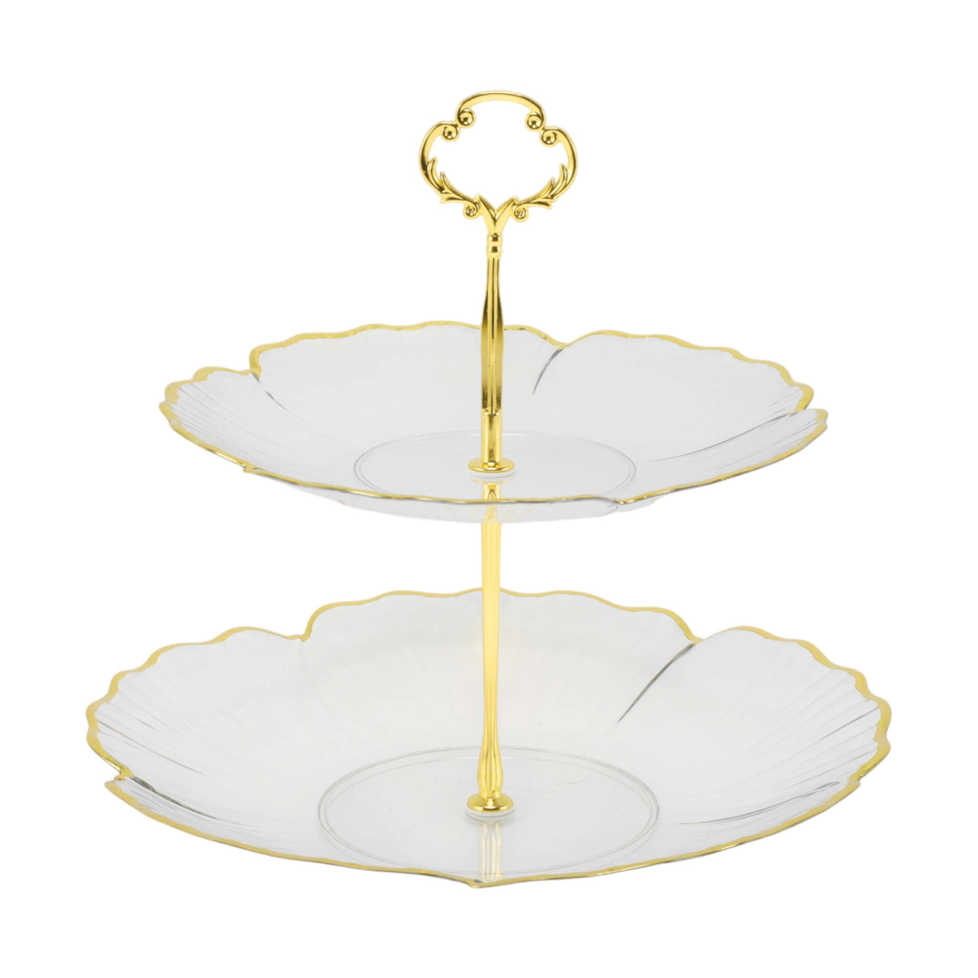 Unique Bargains 2 Tier Dessert Cupcake Stand Holder with Five Petals Design Clear