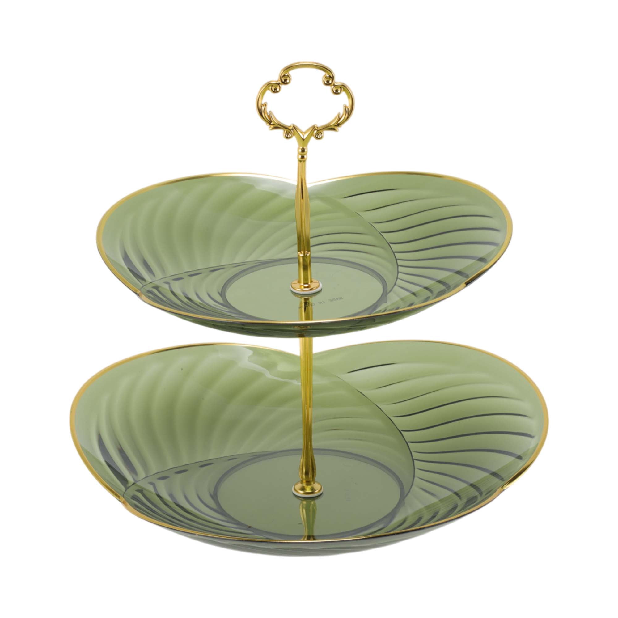 Unique Bargains 2 Tier Dessert Cupcake Stand Holder with Tiered Tray Green