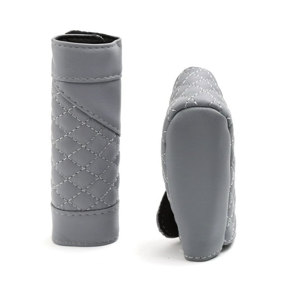Unique Bargains 2 in 1 Gray Grid Print Auto Car Hand Brake Lever Gear Shift Knob Cover Protector