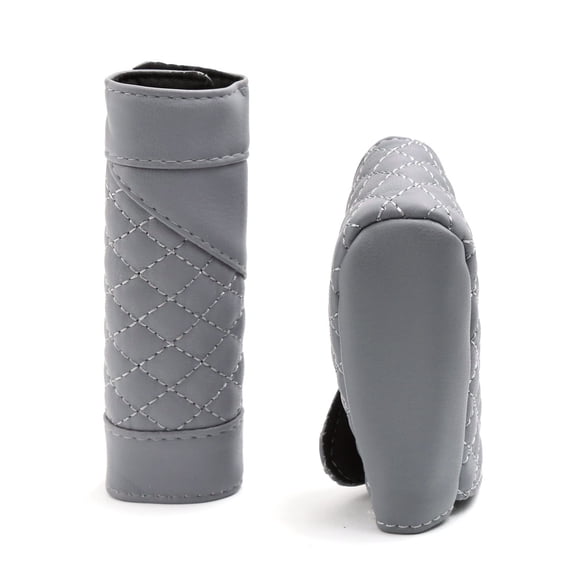 Unique Bargains 2 in 1 Gray Grid Print Auto Car Hand Brake Lever Gear Shift Knob Cover Protector