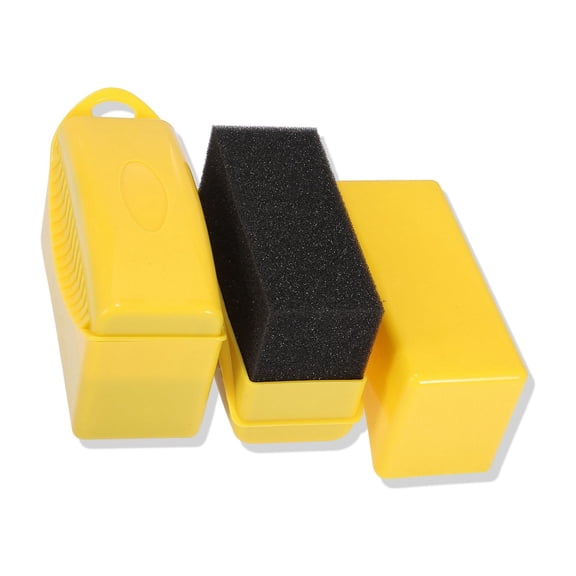 Unique Bargains 2pcs Car Tire Tyre Wheel Detailing Shine Contour Pad Sponge Foam Brush Waxing Cleaning w/ Lid Yellow