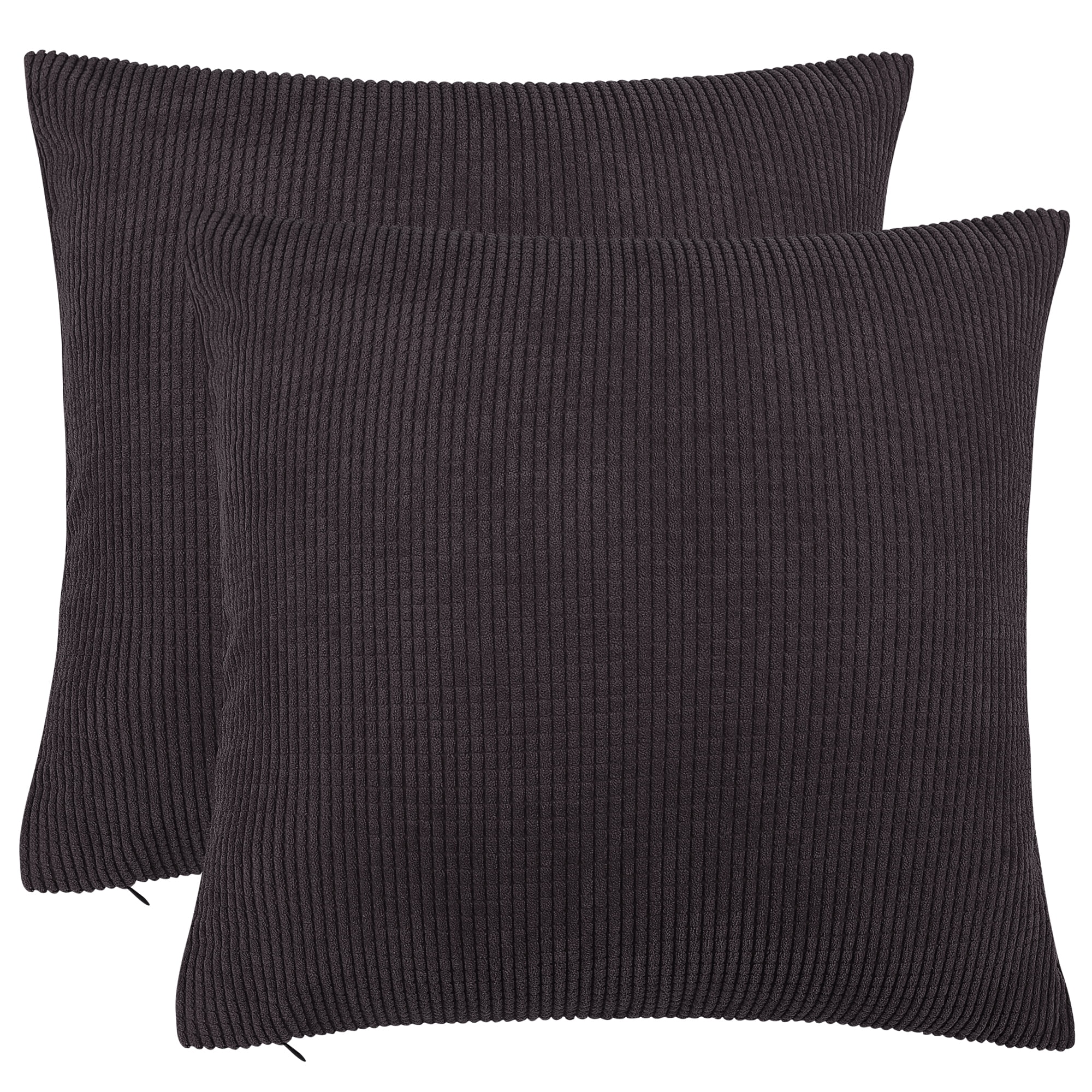 Unique Bargains 2-pcs Corduroy Decorative Throw Pillow Covers Dark Brown 18"x18"