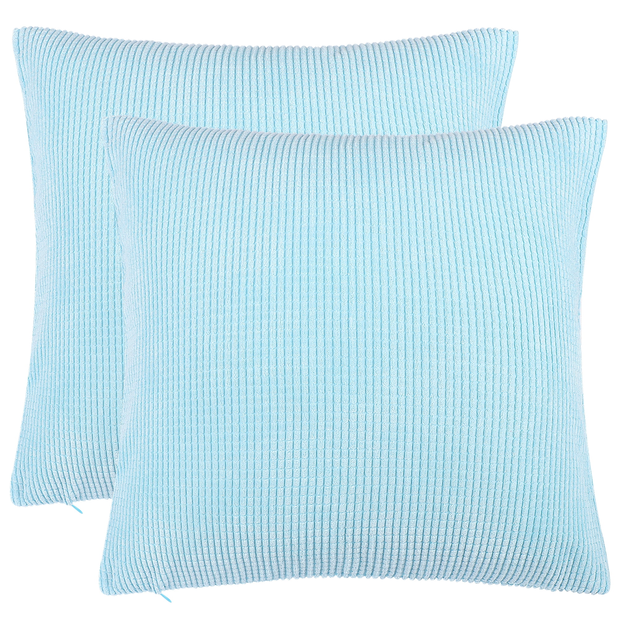 Unique Bargains 2-pcs Corduroy Decorative Throw Pillow Covers Light Blue 18"x18"