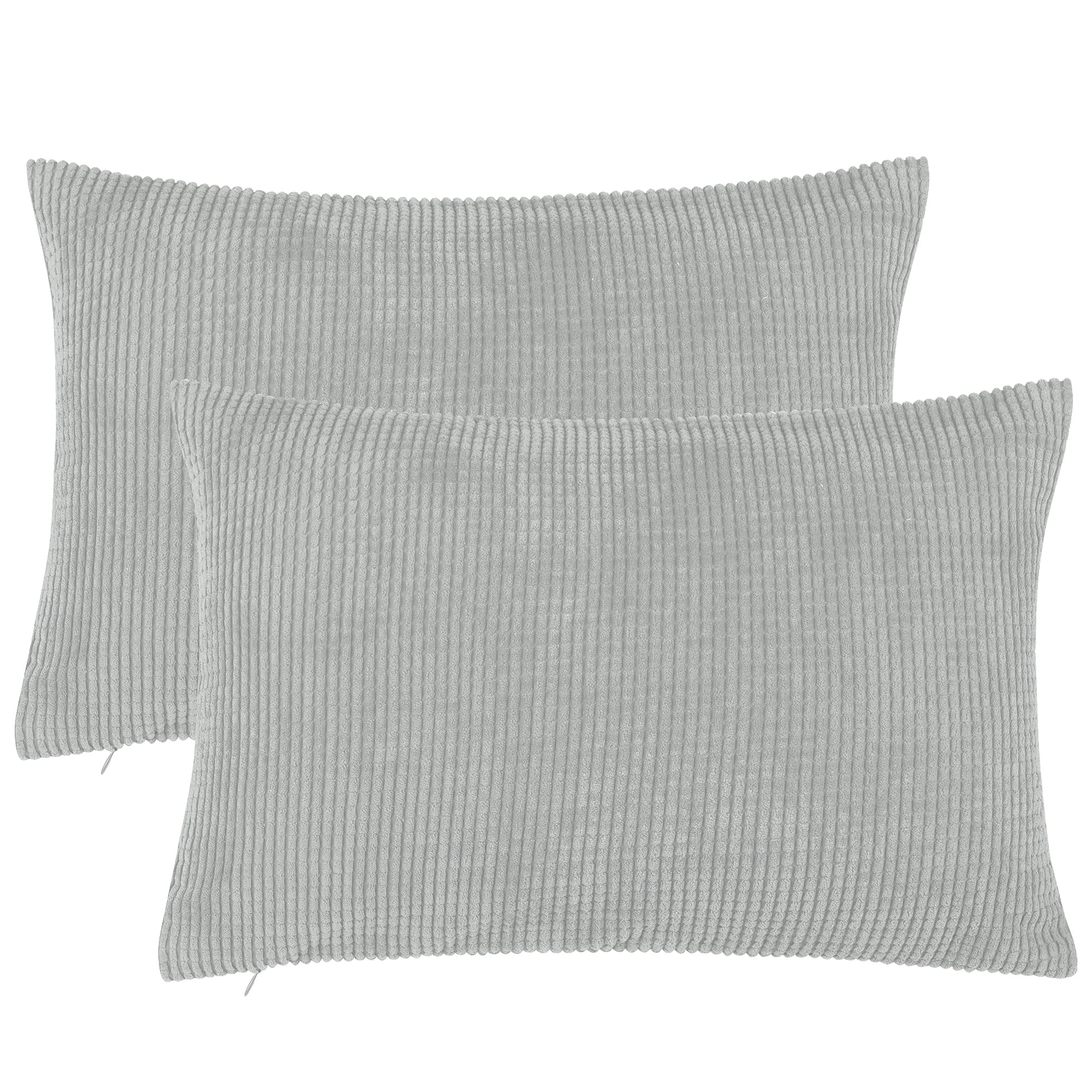 Unique Bargains 2-pcs Corduroy Decorative Throw Pillow Covers Light Gray 12"x18"
