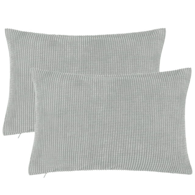 Unique Bargains 2pcs Corduroy Decorative Throw Pillow Covers Light