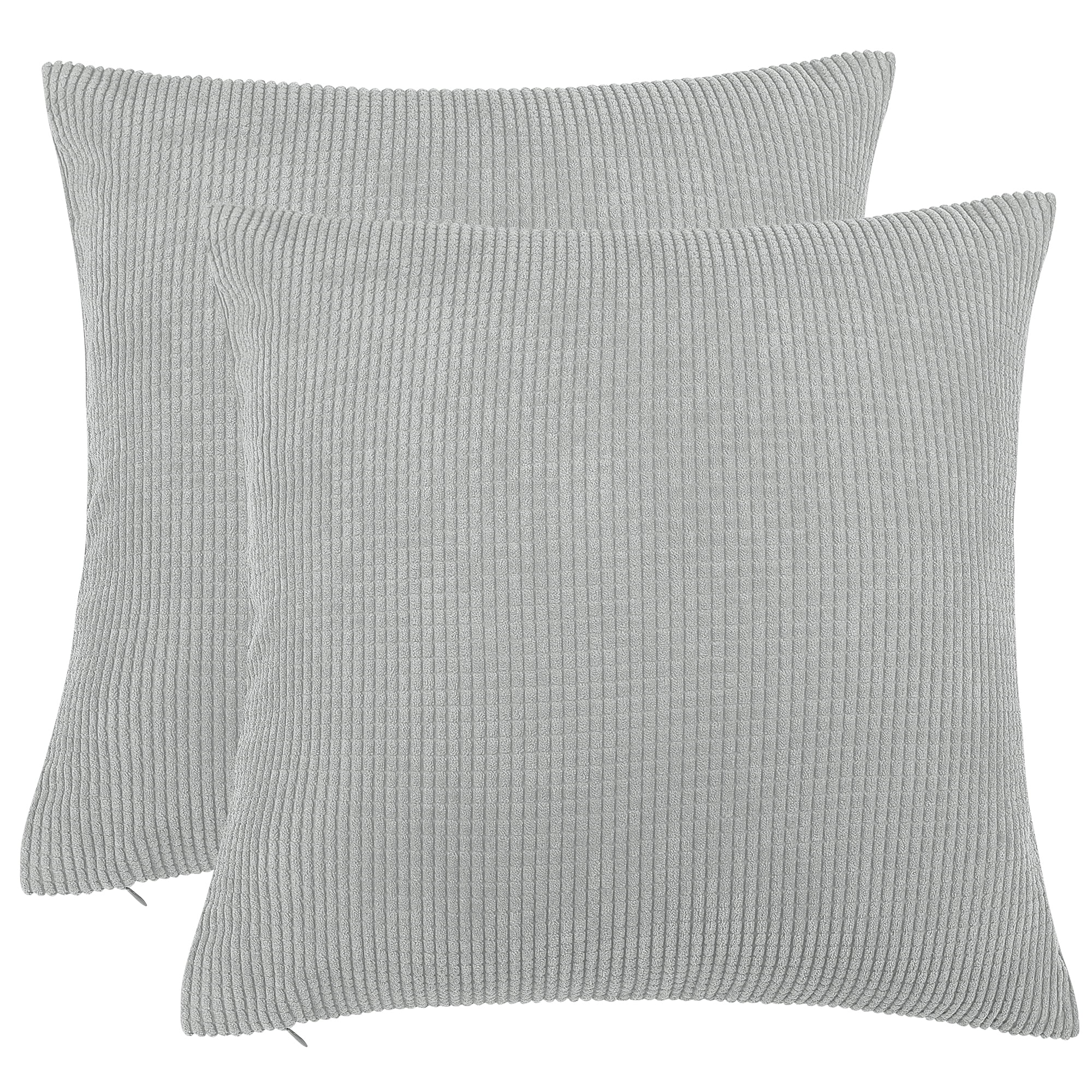 Unique Bargains 2pcs Corduroy Decorative Throw Pillow Covers Light Gray 20"x20"