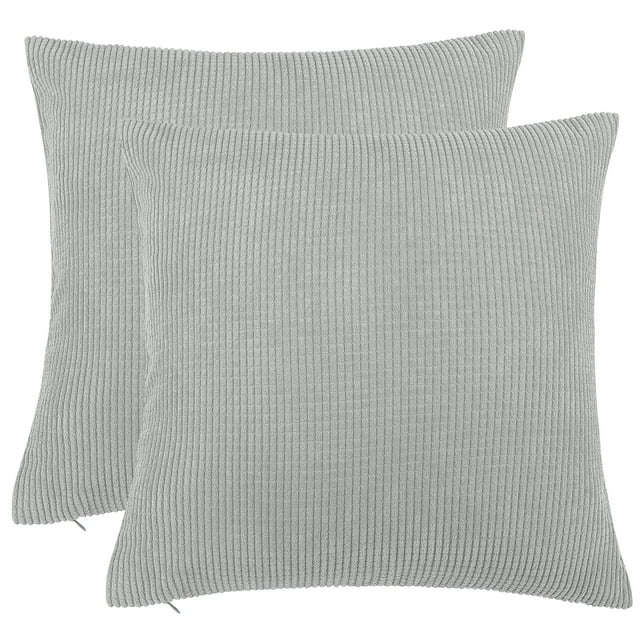 Unique Bargains 2pcs Corduroy Decorative Throw Pillow Covers Light